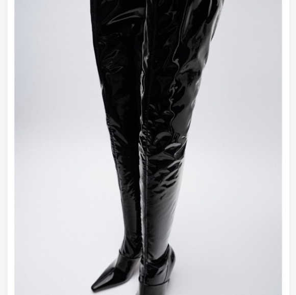 ZARA high heeled thigh high boots sz 6.5￼.  Black boots, heels, Desiger Boots. - Picture 7 of 9